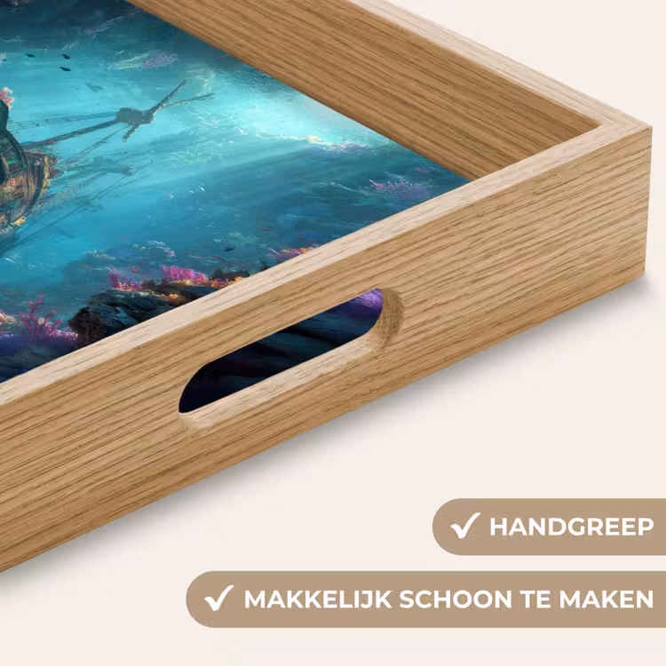 Schip - Hout - Koraalriffen - Zonlicht Dienblad Rechthoek middel -USP_HandgreepNL