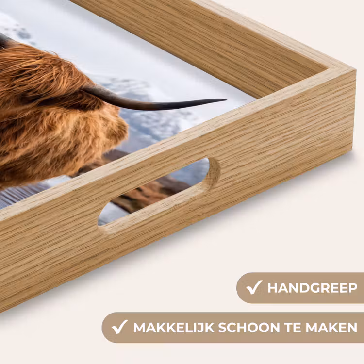 Schotse hooglander - Bruin - Water Dienblad Rechthoek middel -USP_HandgreepNL