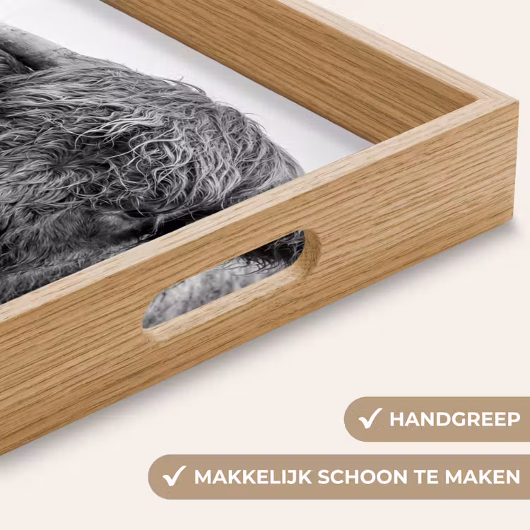 Schotse hooglander - Zwart - Wit - Gras Dienblad Rechthoek middel -USP_HandgreepNL