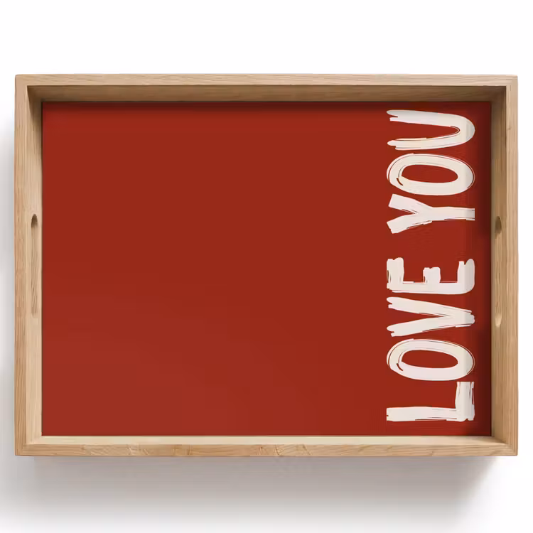 Schuin - Loveyou - Rood Dienblad Rechthoek middel -z3d_shopping