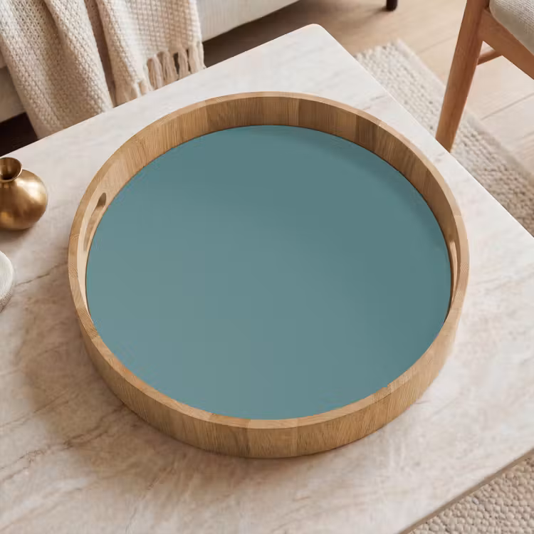 Serene - Teal - Blauw Dienblad Rond middel 914 -sfeer1