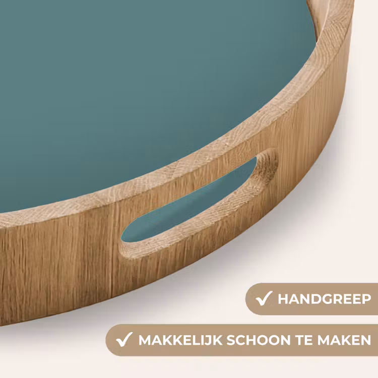 Serene - Teal - Blauw Dienblad Rond middel 914 -USP_HandgreepNL