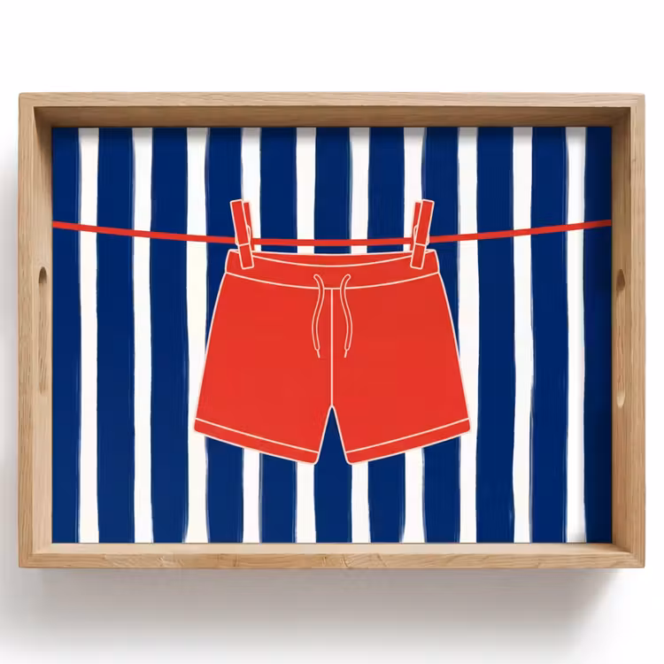 Shorts - Waslijn - Zomer - Illustratie - Rood Dienblad Rechthoek middel -z3d_shopping