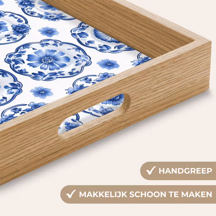 Sierborden - Bloemen - Blauw Dienblad Rechthoek middel 911 -USP_HandgreepNL