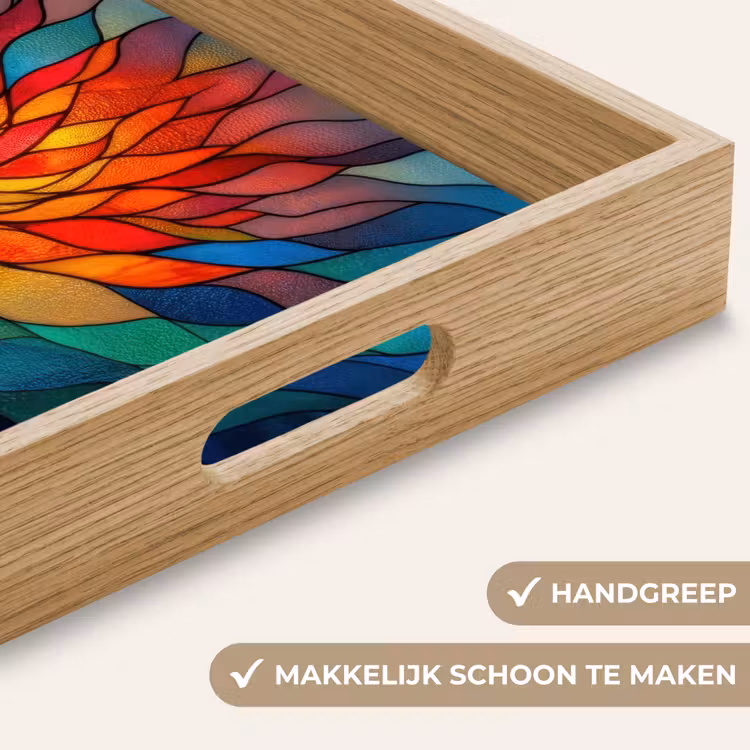 Sierglas - Boom - Rood - Vlakken Dienblad Rechthoek middel -USP_HandgreepNL