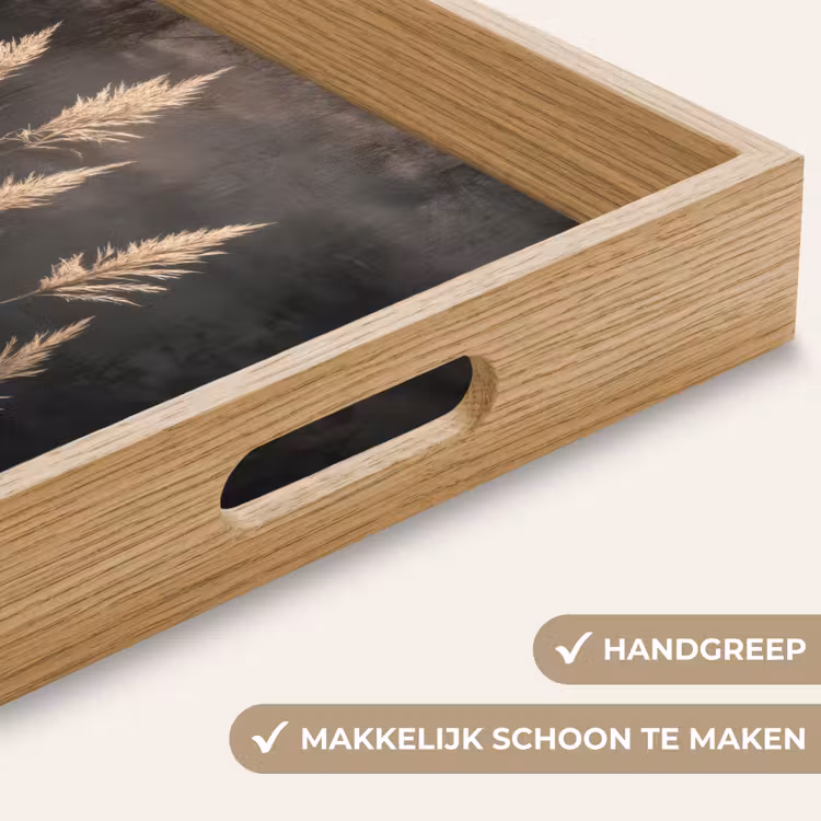 Siergras - Pluimen - Verlichting - Zwart Dienblad Rechthoek middel -USP_HandgreepNL