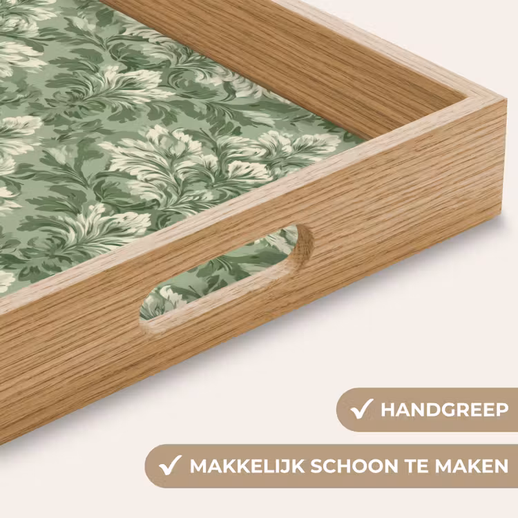 Sierlijk - Lichtgroen - Planten - Patroon - Getailleerd Dienblad Rechthoek middel 911 -USP_HandgreepNL
