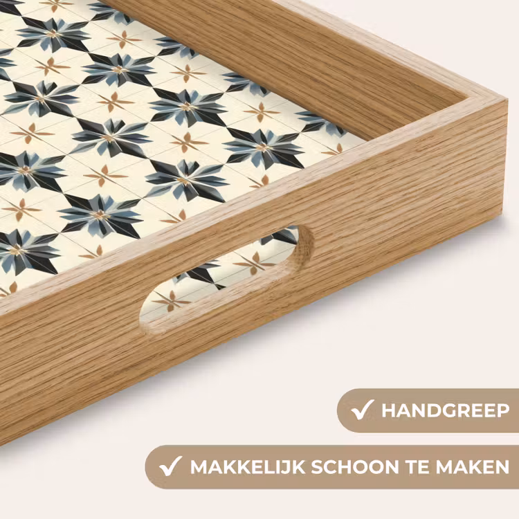 Sierlijk - Ornament - Blauw Dienblad Rechthoek middel 911 -USP_HandgreepNL