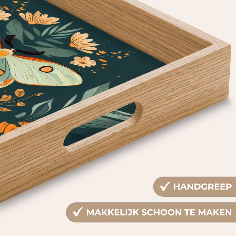 Sierlijk - Vlinder - Groen - Bladeren Dienblad Rechthoek middel -USP_HandgreepNL