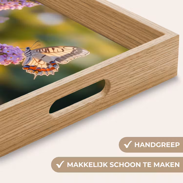 Sierlijke - Vlinder - Paarse - Bloemen Dienblad Rechthoek middel -USP_HandgreepNL