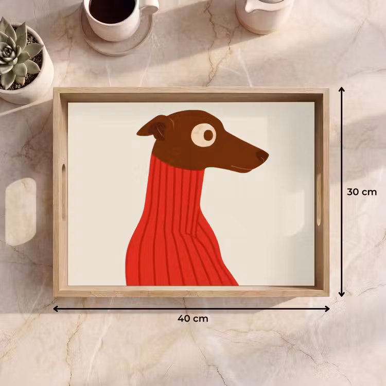 Silhouet - Hond - Trui - Rood Dienblad Rechthoek middel -USP_Formaat