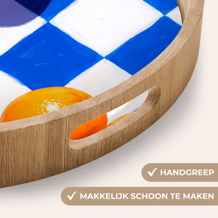 Dienblad - Sinaasappel - Geruit - Eten - Sinaasappel - Geruit - Eten Dienblad Rond middel