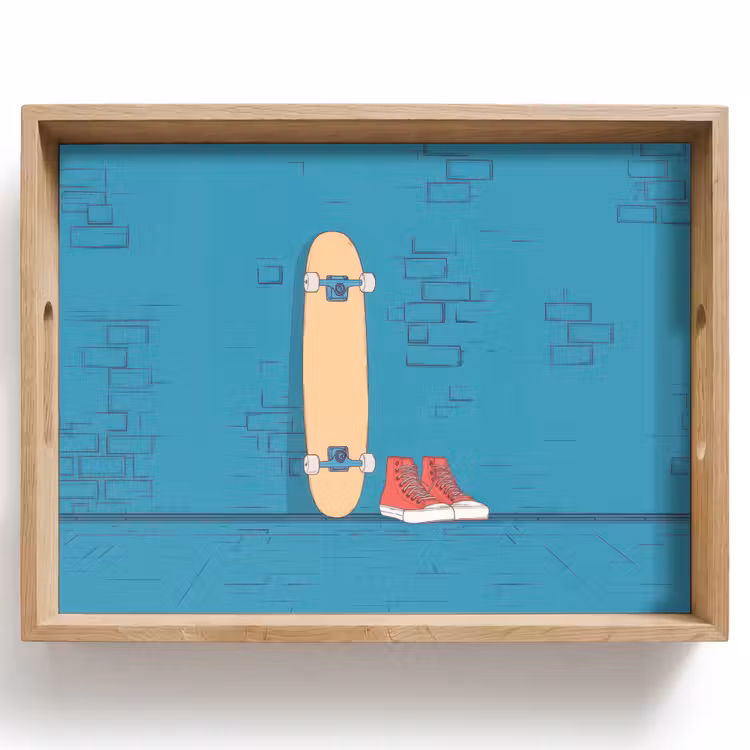 Skateboard - Gympen - Rood - Minimalistisch Dienblad Rechthoek middel -z3d_shopping