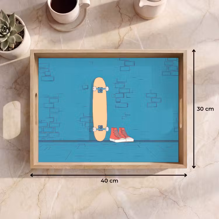 Skateboard - Gympen - Rood - Minimalistisch Dienblad Rechthoek middel -USP_Formaat
