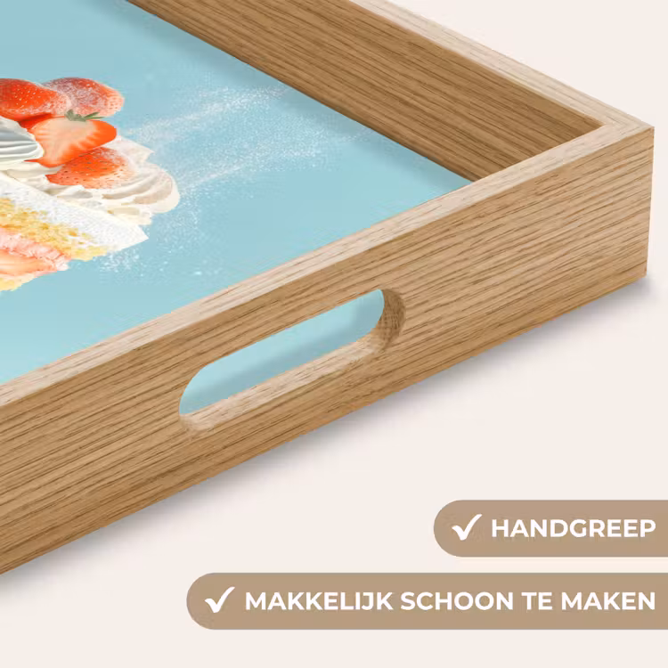 Slagroom - Taart - Blauw - Eten Dienblad Rechthoek middel -USP_HandgreepNL