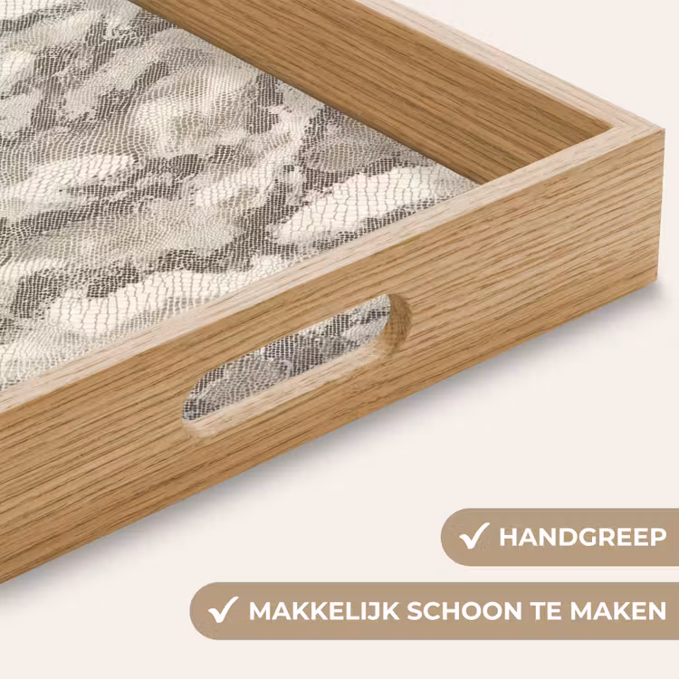 Slang - Patroon - Taupe Dienblad Rechthoek middel 911 -USP_HandgreepNL