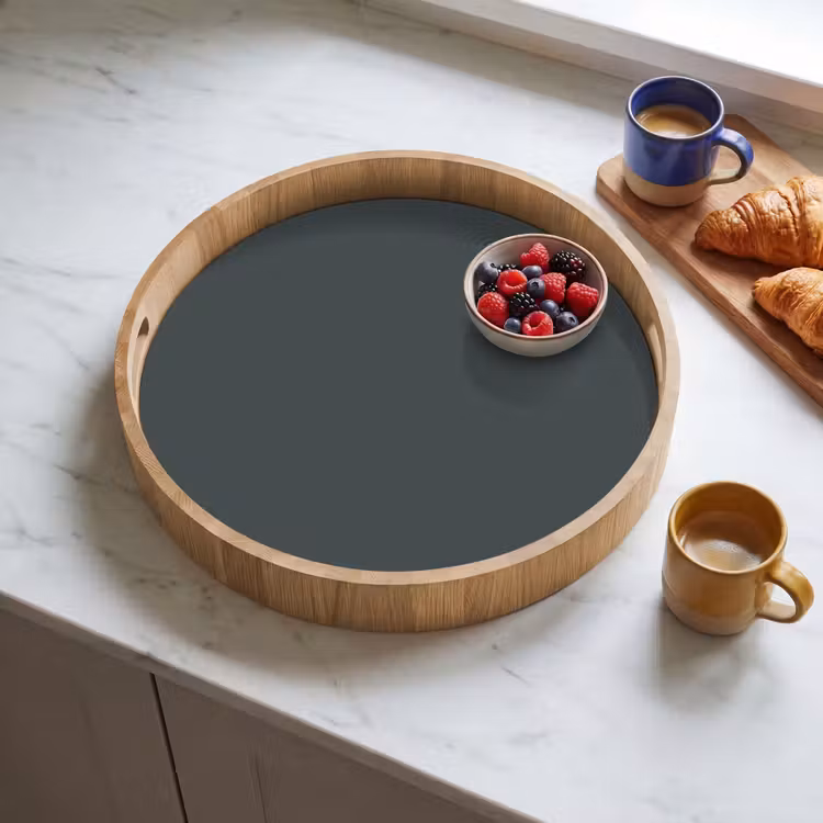 Slate - Millstone - Grijs Dienblad Rond middel 914 -sfeer2