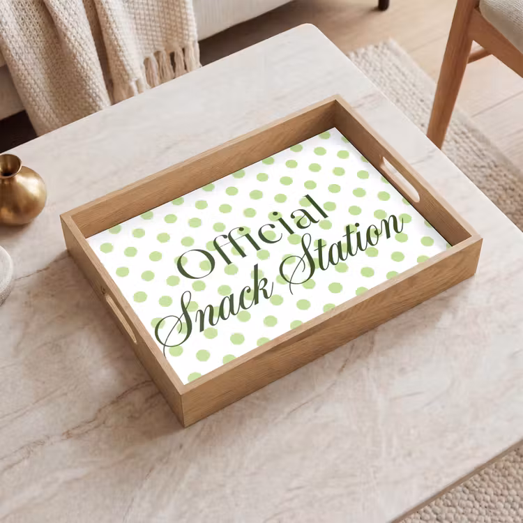Snack Station - Groen - Stippen Dienblad Rechthoek middel -sfeer1