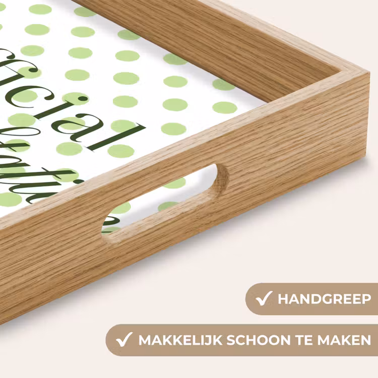 Snack Station - Groen - Stippen Dienblad Rechthoek middel -USP_HandgreepNL