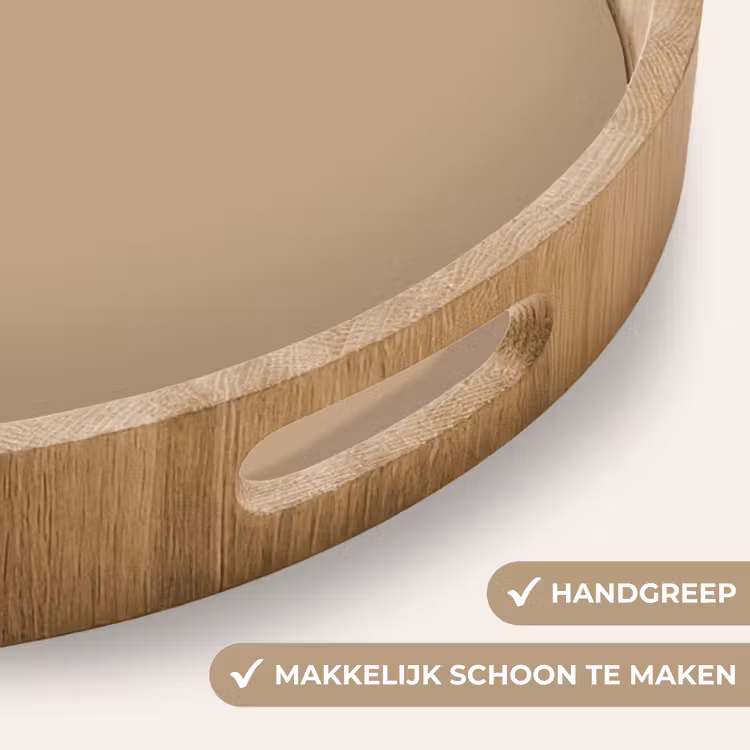 Soft - Taupe - Bruin Dienblad Rond middel 914 -USP_HandgreepNL