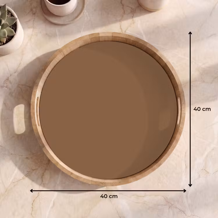 Soft - Walnut - Bruin Dienblad Rond middel 914 -USP_Formaat