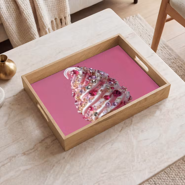 Softijs - Edelstenen - Roze - Hoorntje Dienblad Rechthoek middel -sfeer1