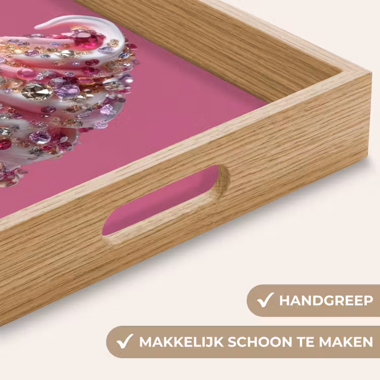 Softijs - Edelstenen - Roze - Hoorntje Dienblad Rechthoek middel -USP_HandgreepNL