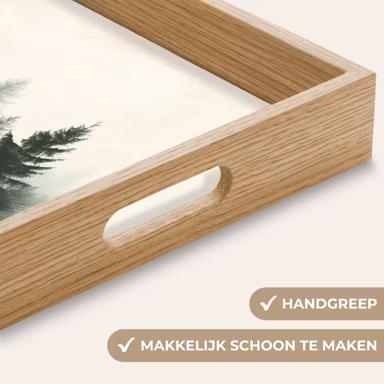 Sparren - Bomen - Groen - Beige Dienblad Rechthoek middel -USP_HandgreepNL