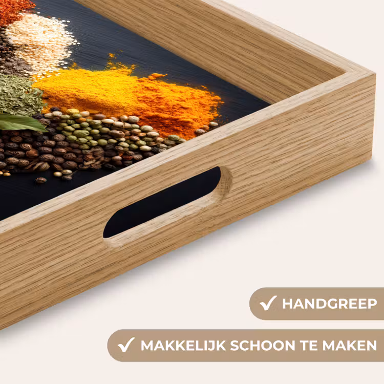 Specerijen - Mix - Hartvorm - Zwart Dienblad Rechthoek middel -USP_HandgreepNL