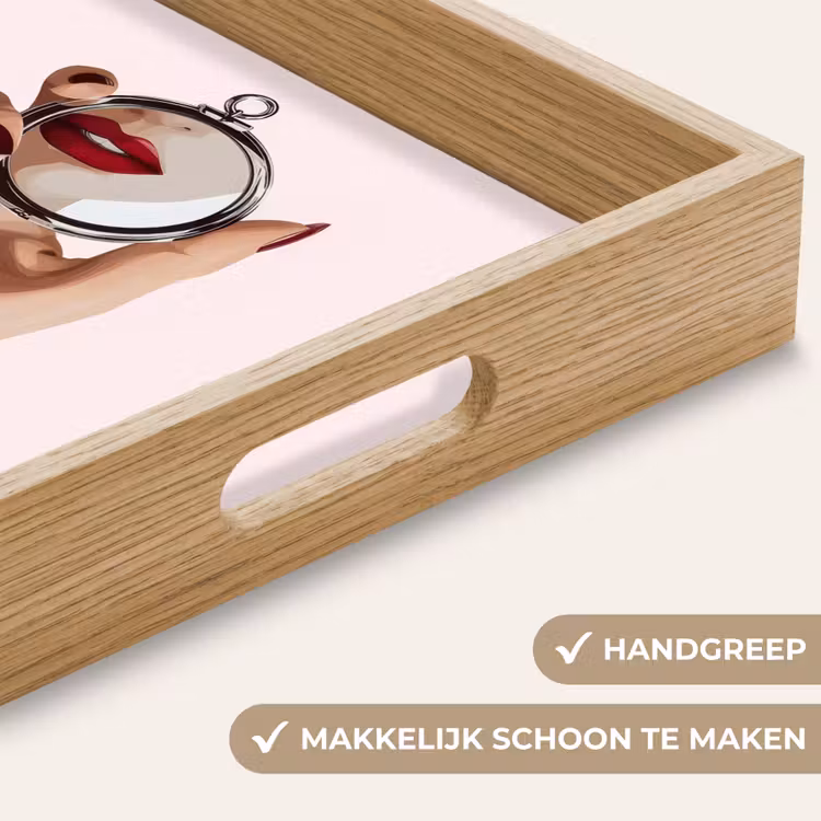 Spiegel - Rode lippen Dienblad Rechthoek middel -USP_HandgreepNL