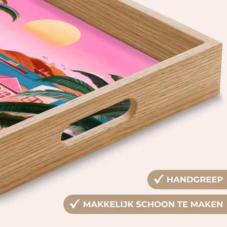 Stad - Roze - Palmbomen Dienblad Rechthoek middel -USP_HandgreepNL