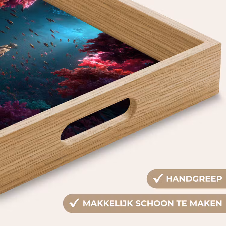 Standbeeld - Zeebodem - Koraal - Kleurrijk Dienblad Rechthoek middel -USP_HandgreepNL