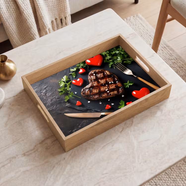 Steak - Hart - Bestek Dienblad Rechthoek middel -sfeer1