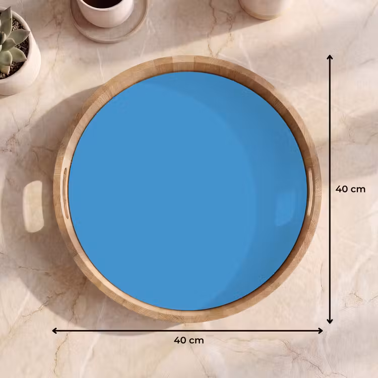 Steel - Blue - Blauw Dienblad Rond middel 914 -USP_Formaat