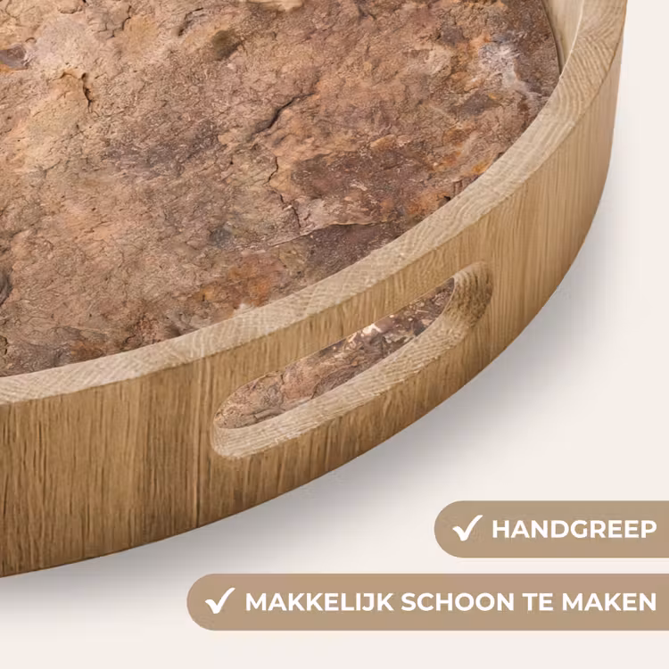 Steen - Natuur - Textuur - Abstract - Bruin Dienblad Rond middel -USP_HandgreepNL