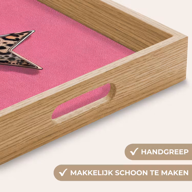 Ster - Luipaard - Print - Roze Dienblad Rechthoek middel -USP_HandgreepNL