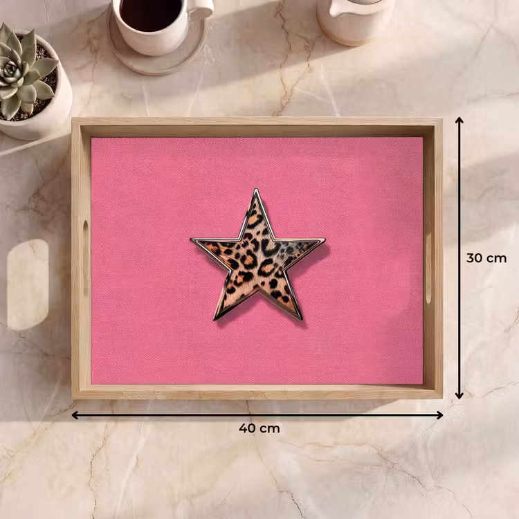 Ster - Luipaard - Print - Roze Dienblad Rechthoek middel -USP_Formaat