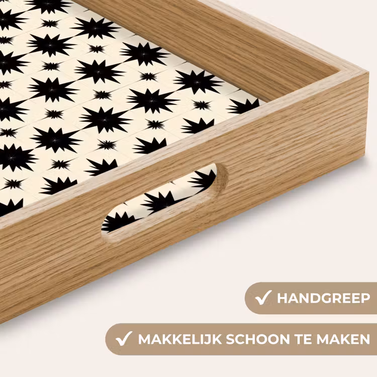 Stervormen - Geometrisch - Zwart Dienblad Rechthoek middel 911 -USP_HandgreepNL