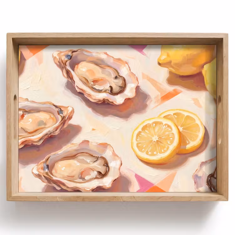 Stilleven - Citroenen - Oesters - Abstract - Oranje Dienblad Rechthoek middel -z3d_shopping