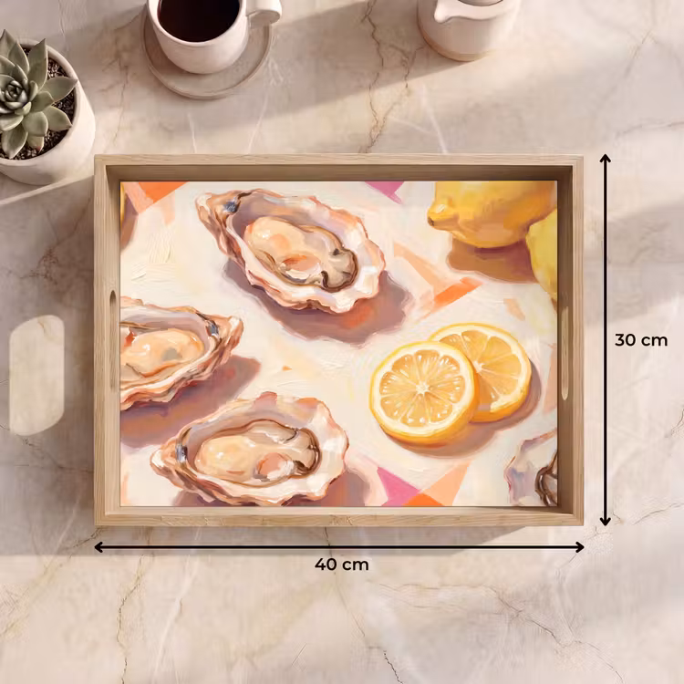 Stilleven - Citroenen - Oesters - Abstract - Oranje Dienblad Rechthoek middel -USP_Formaat