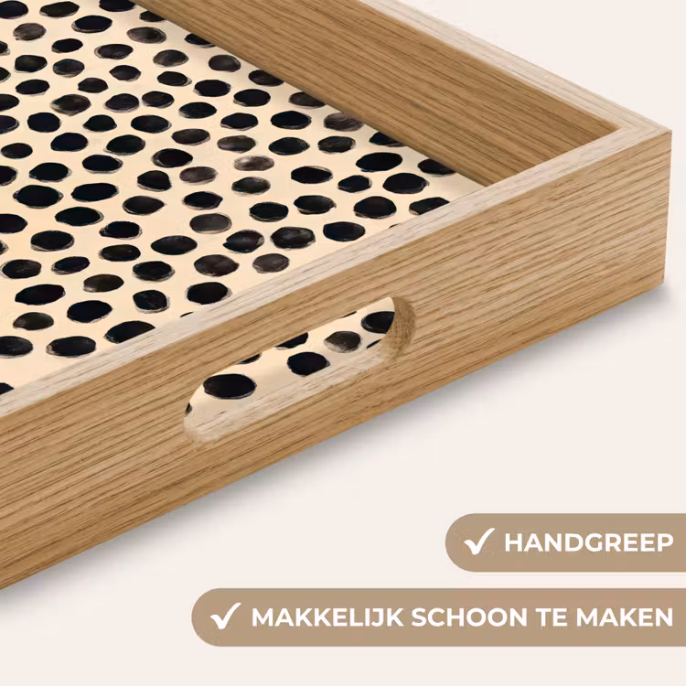 Stippen - Patroon - Zwart Dienblad Rechthoek middel 911 -USP_HandgreepNL