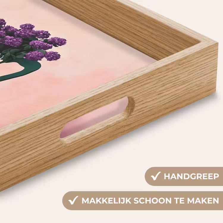 Stoel - Vaas - Bloemen - Geblokt Dienblad Rechthoek middel -USP_HandgreepNL