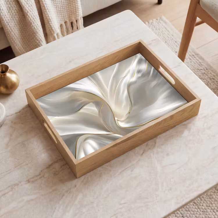 Stof - Plooien - Goud Dienblad Rechthoek middel -sfeer1