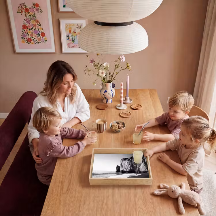Strand - Klif - Golven - Voetstappen Dienblad Rechthoek middel -sfeer4