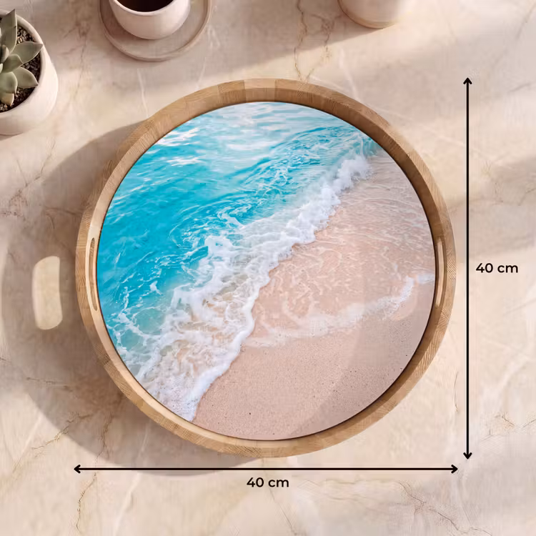 Strand - Zee - Golf - Natuur - Blauw Dienblad Rond middel -USP_Formaat