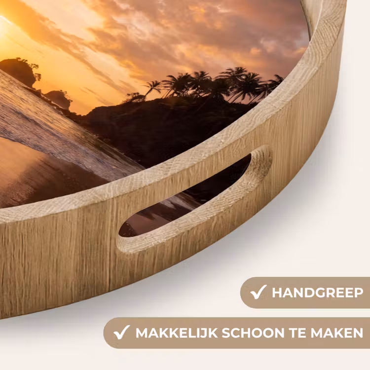 Strand - Zonsondergang - Natuur - Tropisch - Oranje Dienblad Rond middel -USP_HandgreepNL