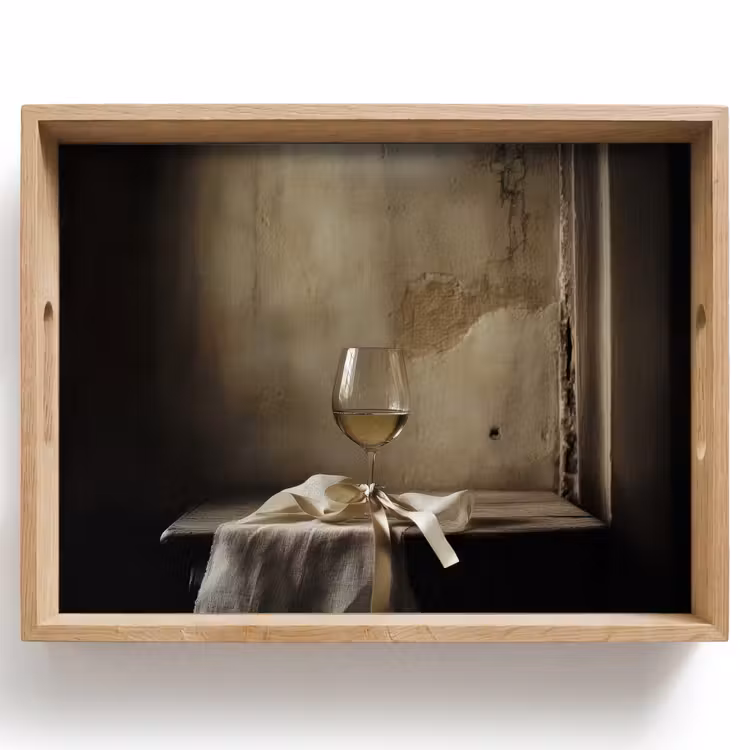 Strik - Beige - Witte - Wijn Dienblad Rechthoek middel -z3d_shopping