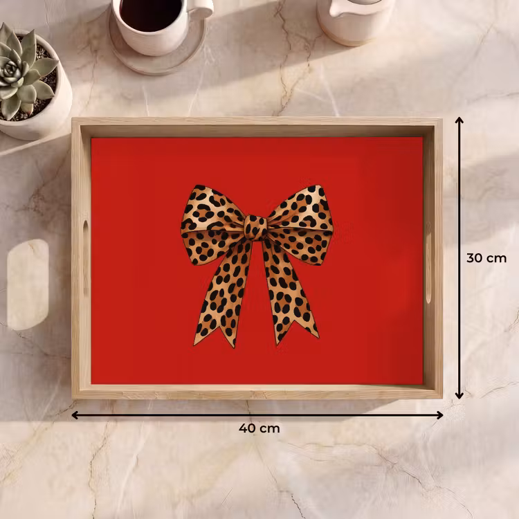 Strik - Sierlijk - Panter - Rood Dienblad Rechthoek middel -USP_Formaat