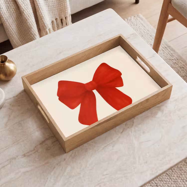 Strik - Symmetrisch - Rood - Lint Dienblad Rechthoek middel -sfeer1