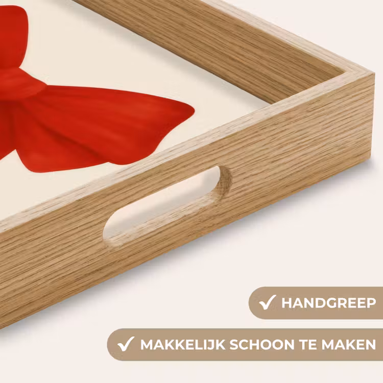 Strik - Symmetrisch - Rood - Lint Dienblad Rechthoek middel -USP_HandgreepNL